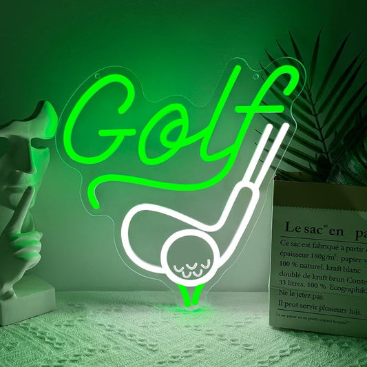 Golf Neon Sign,Sport Dimmable LED Light Signs for Wall Art Decor,Masters Golf Ball Backdrop for Bar Office Bedroom Club Party Man Cave,Gift for Men Women USB Powered（12.3"*11.9"）