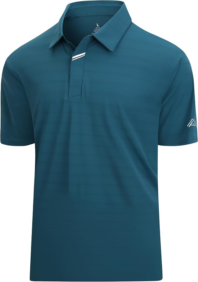 Esabel.C Jacquard Golf Shirts for Men Moisture Wicking Short Sleeve Performance by EsabelC