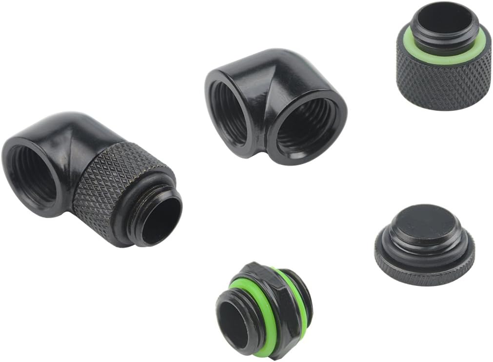 20 PCS Silver Chrome G1/4" Plug Fittings for Computer Water Cooling System (Black)