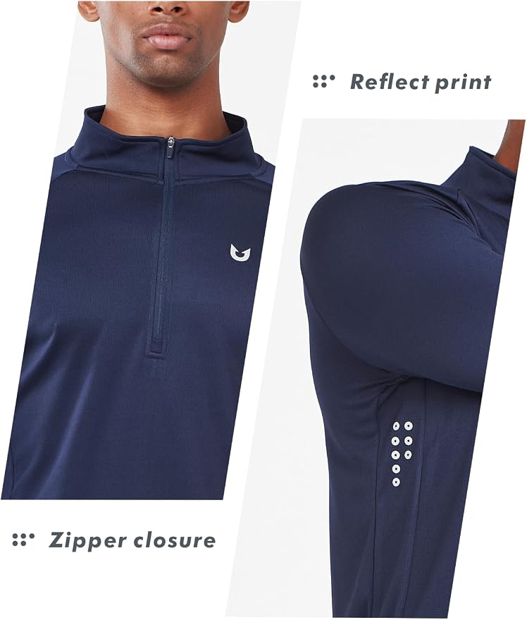 NORTHYARD Quarter Zip Pullover Men Running Shirt Long Sleeve Moisture Wicking - Image 4