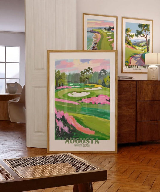 Augusta Georgia Golf Course Poster, Vintage Travel Wall Art Print, Retro Landscape Painting of Famous National Golf Club, Perfect Golf Gift for Men, Dad, or Sports Enthusiasts (Unframed) (9x11)