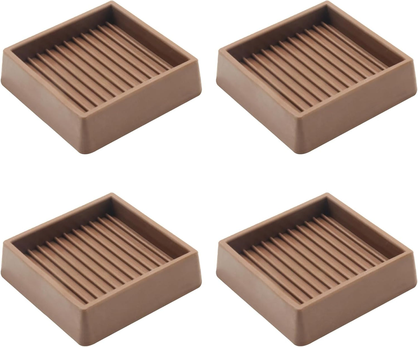 2.5X2.5 Rubber Caster Cups, Non Slip Furniture Pads, Anti-Slip Gripper, Anti Skid Furniture Feet, Anti Slide Floor Protector for Bed Couch Stoppers - 4 Pack Brown