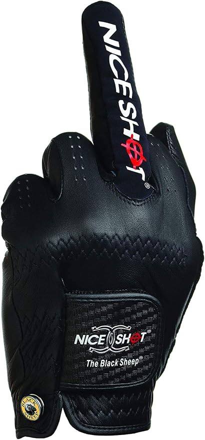 Nice Shot The Bird Men's Golf Glove in Black Cabretta Leather - Image 2