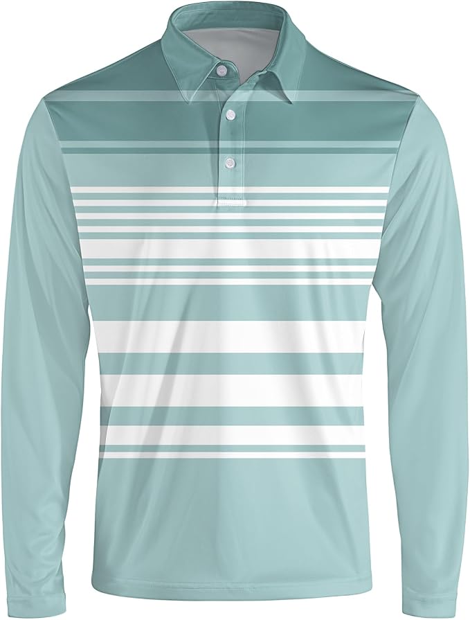 Men's Long Sleeve Golf Shirt Quick Dry 3 Button Work Fishing Outdoor Casual - Image 3