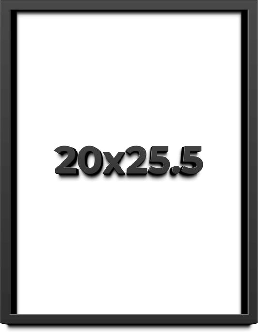 20x25.5 Shadow Box Black Solid Wood Display Frame with White Acid-Free Backing UV Acrylic & Hanging Hardware - with 3/4" Usable Depth
