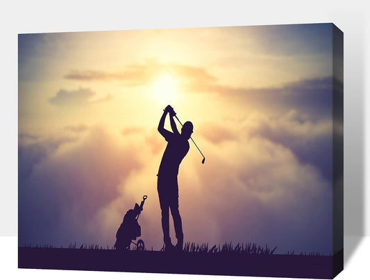 GUTTATY Golf Wall Art, Golf Pictures Posters Canvas Print Wall Decor for Golfer's Man Cave Home Ofice Ready to Hang (12x18 Inches)