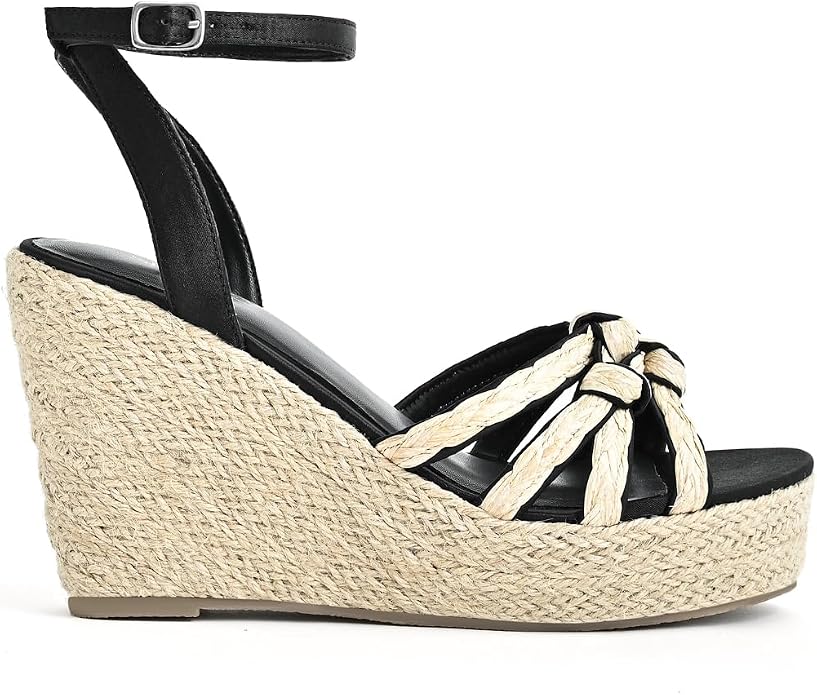 Open Toe Wedge Sandals for Women Espadrilles Platform Braided Strappy Sandals - Image 2