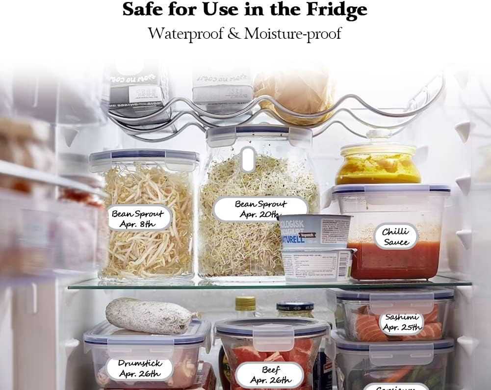 192pcs Labels for Jars Removable Waterproof Write-on Bottle Labels Stickers with Silver Border for Organizing Home Kitchen Pantry Food Storage Containers Spice Jars Jam Cannings, with Marker Pen