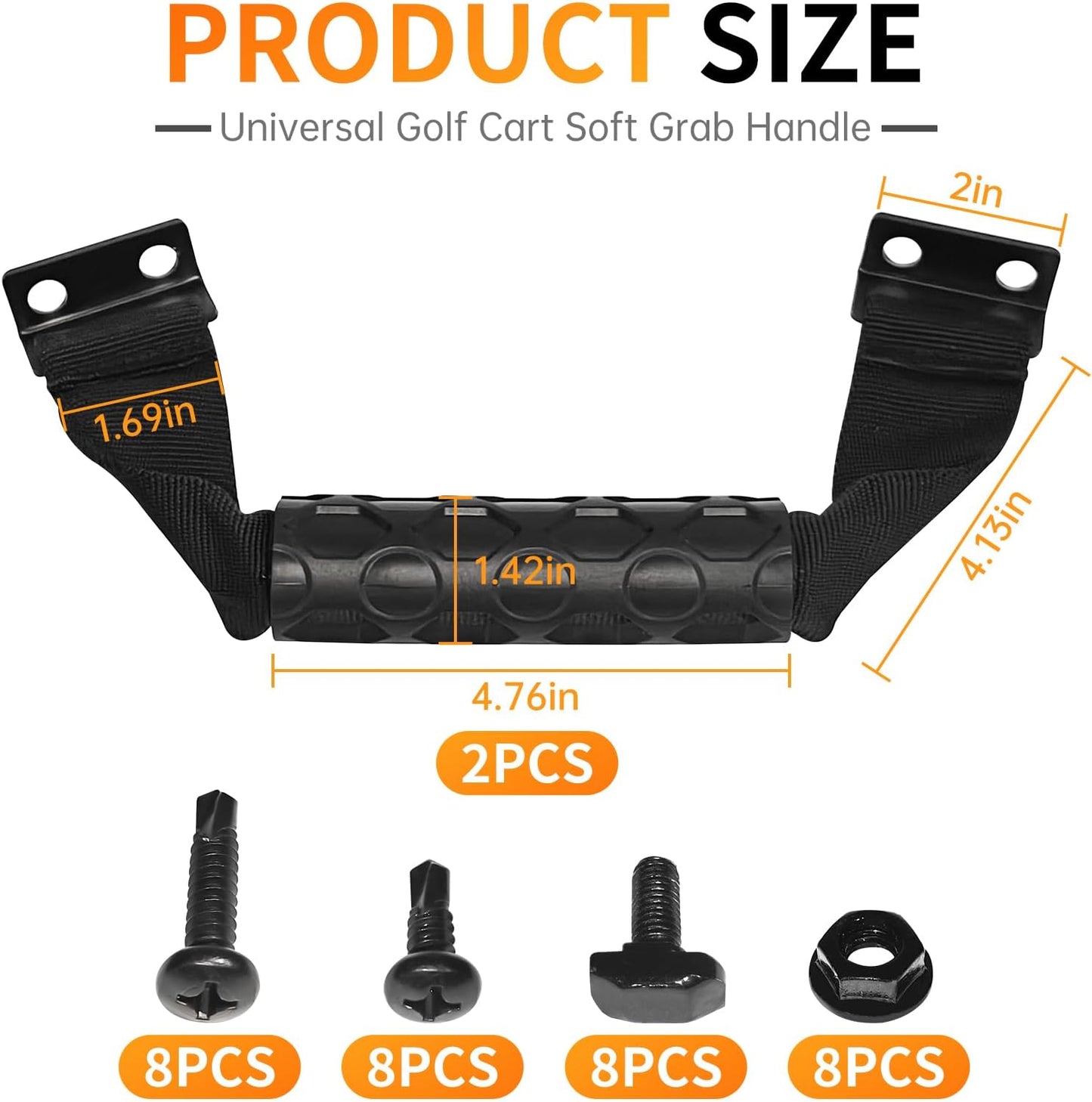 2 Pack Universal Golf Cart Soft Grab Handle Compatible with Club Car, EZGO, Yamaha, XSeries with Versa Triple Track Tops Only