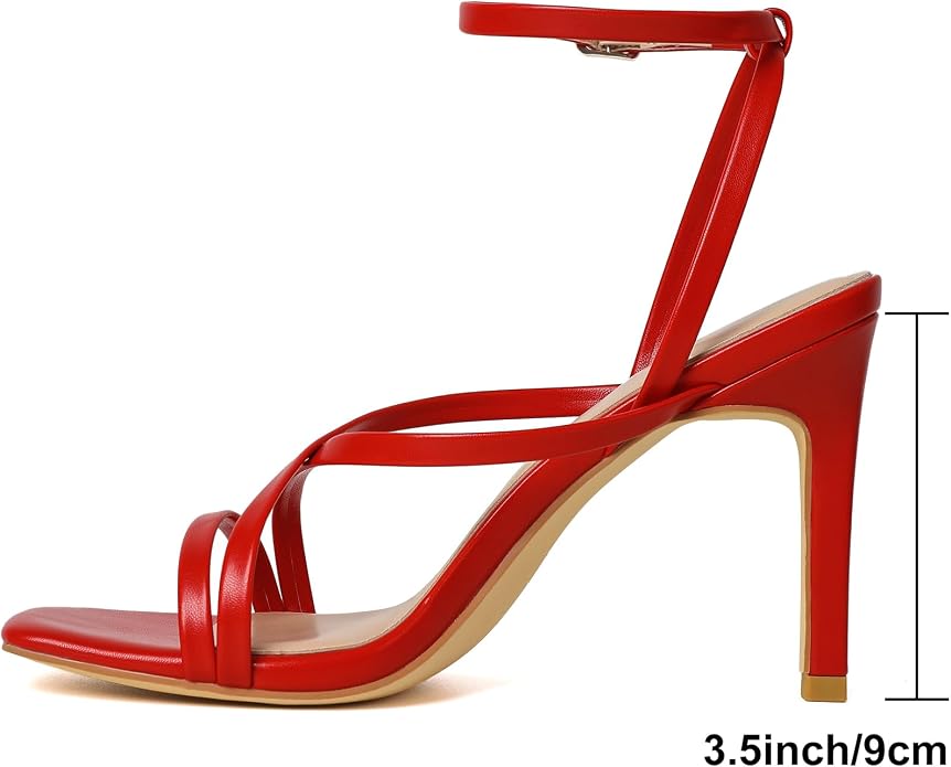 Mostrin Strappy Heels for Women Square Open Toe Lace Up Heeled Sandals Ankle - Image 2