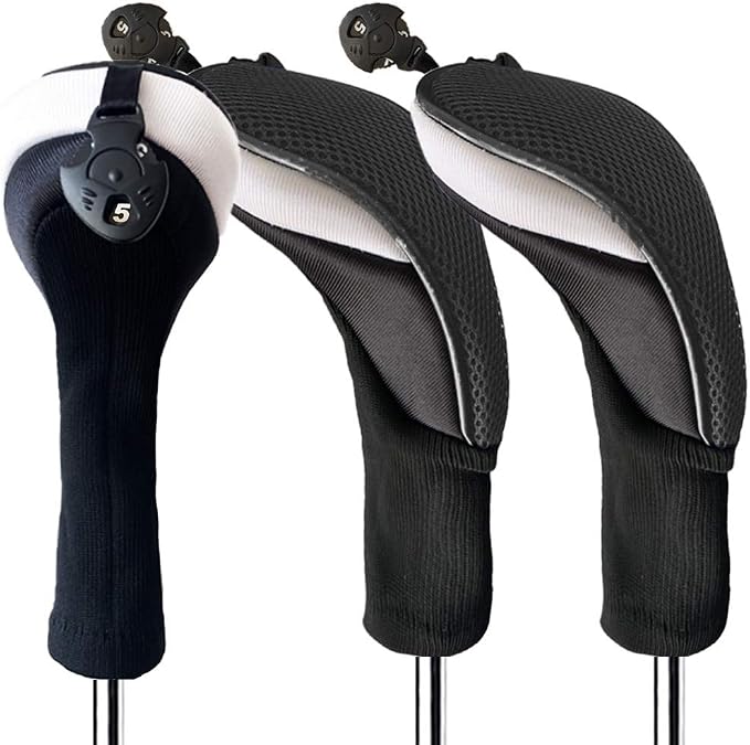 Golf Club Head Covers for Woods and Driver Hybrids Fairway Value Pack by AmySport