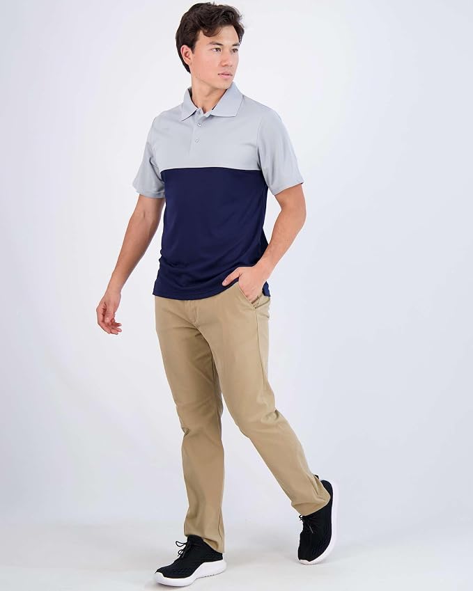 Real Essentials 3 Pack: Men's Quick-Dry Short Sleeve Athletic Performance Polo - Image 5