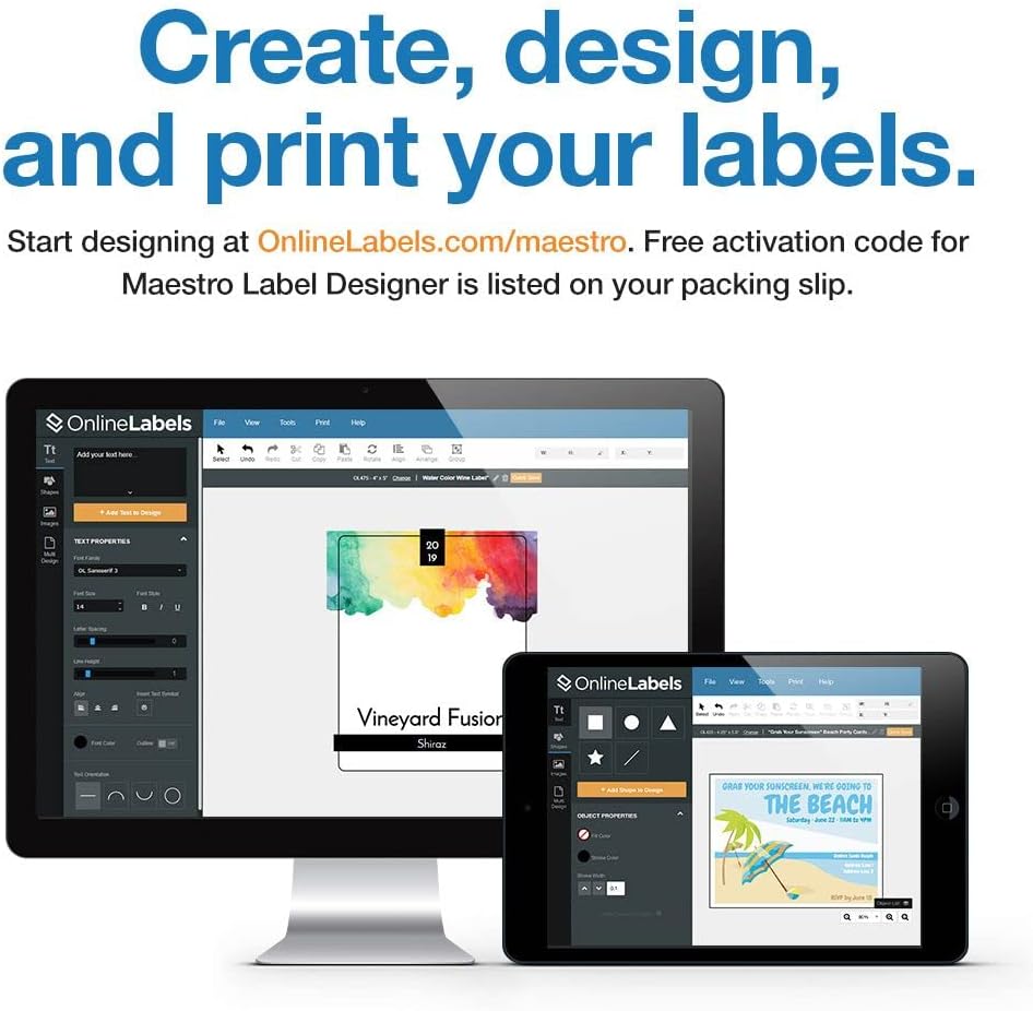 2 Inch Round Labels - Permanent, White Matte - Candle, Lid, Product, Favor Labels - Pack of 200 Circle Stickers, 10 Sheets - Inkjet/Laser Printers - Online Labels