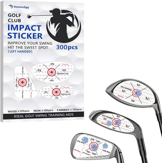 Golf Impact Tape, Self-Teaching Sweet Spot and Consistency Analysis, Golf Club Impact Stickers for Iron, Wood & Fairway Clubs, Non-Residue, Swing Training Aid Impact Labels