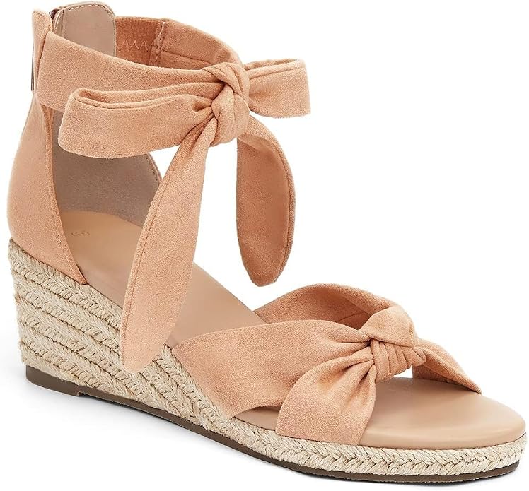 LAICIGO Womens Espadrilles Wedge Sandals Back Zipper Closure Open Toe Platform by LAICIGO