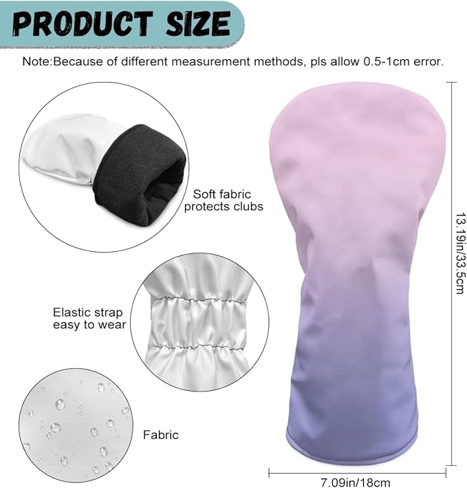 Golf Club Head Covers for Club Protective, Waterproof PU Leather Driver Fairway - Image 6