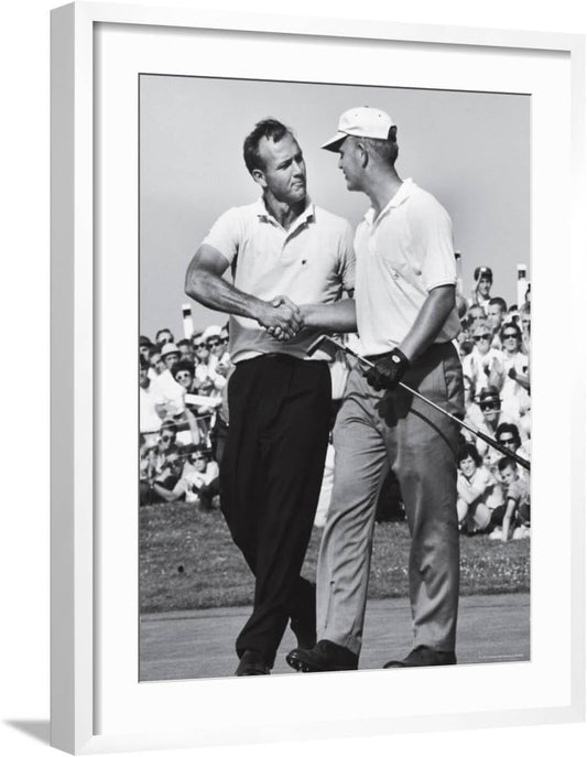ART.COM Wall Premium Photographic Print Golfer Jack Nicklaus and Arnold Palmer During National Open Tournament on White Frame by John Dominis, 23" x 29"