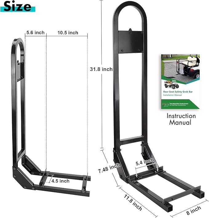 10L0L Universal Golf Cart Rear Safety Grab Bar w/Triangle Reflector Fit - Image 2
