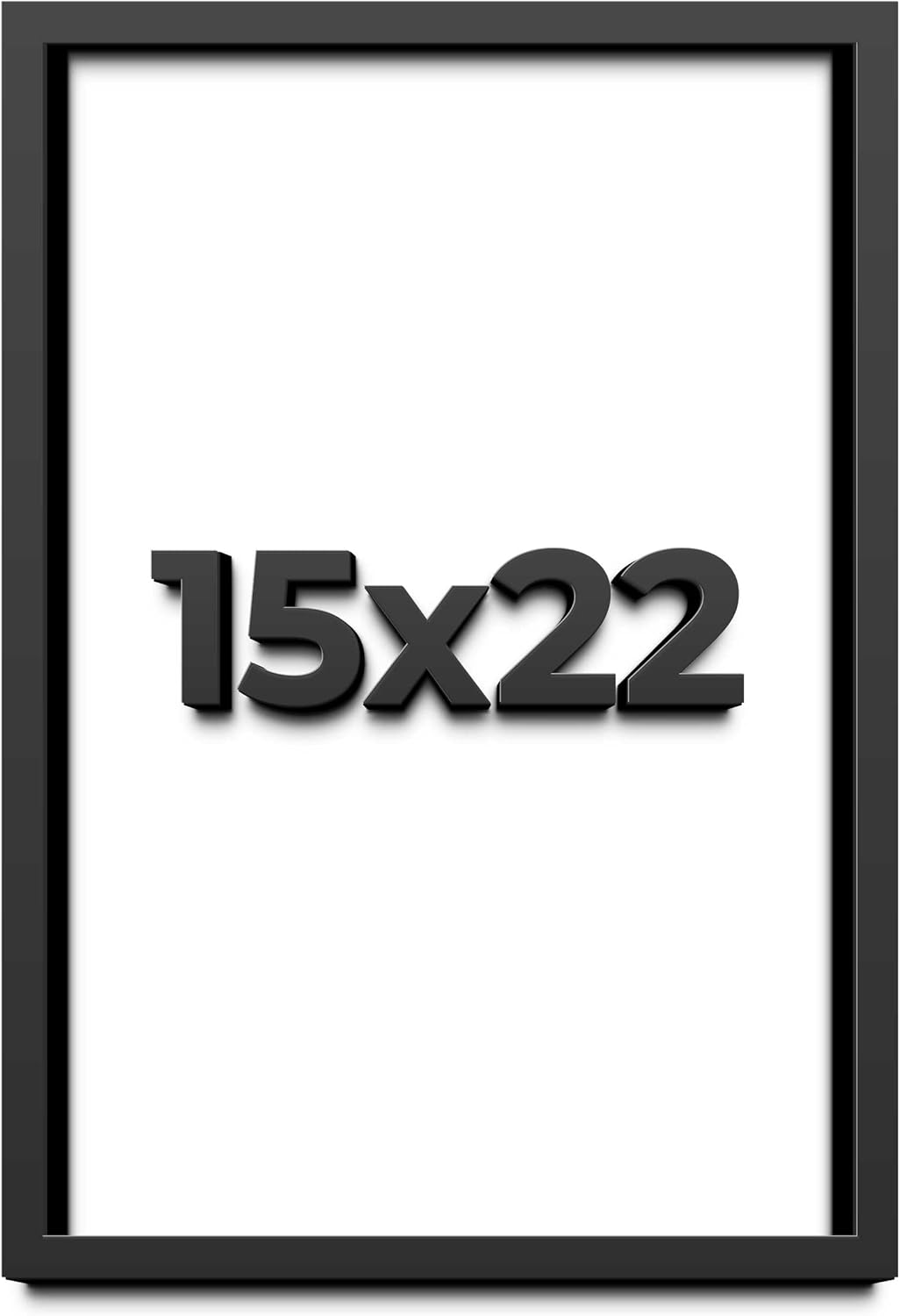 15x22 Shadow Box Black Solid Wood Display Frame with White Acid-Free Backing UV Acrylic & Hanging Hardware - with 3/4" Usable Depth