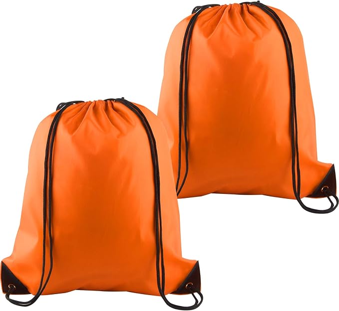 KUUQA 2Pcs Orange Drawstring Backpack Bags Cinch Sack Bulk String Backpack by KUUQA