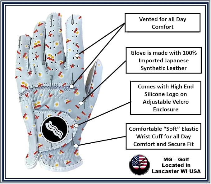 Bacon Eggs Funny Golf Glove – Men's Premium Japanese Synthetic Leather - Image 2
