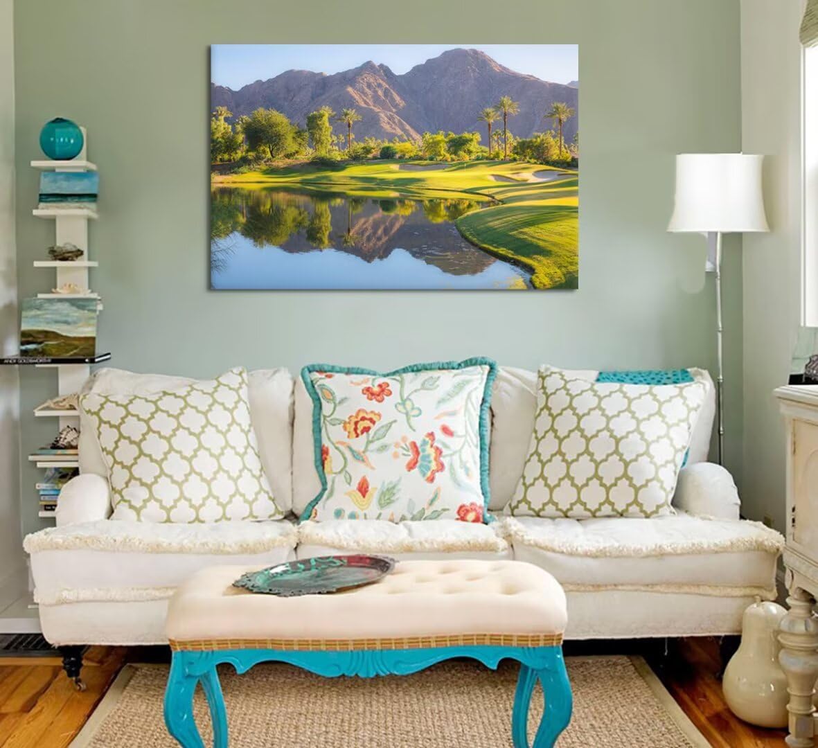 Indian Wells Golf Course Wall Art for Office USA California Golf Course Picture Poster Print on Canvas for Living Room Bedroom Bathroom Home Decorations Framed Ready to Hang(24''H x 36''W)