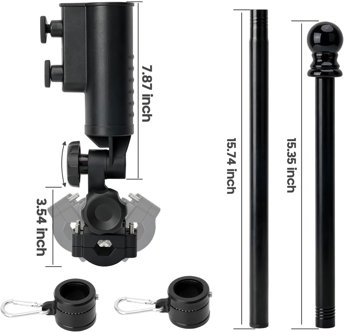 10L0L Golf Cart Flag Holder, Flag Pole Kit for Yamaha Club Car DS/Precedent and EZGO TXT/RXV Golf Cart, Embroidered USA Flag (12"×18") Included