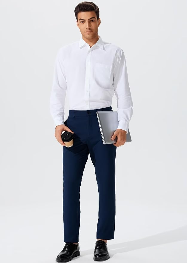 QPNGRP Men's Golf Pants 30"/32"/34" Inseam Lightweight Stretch Work Dress Pants - Image 3