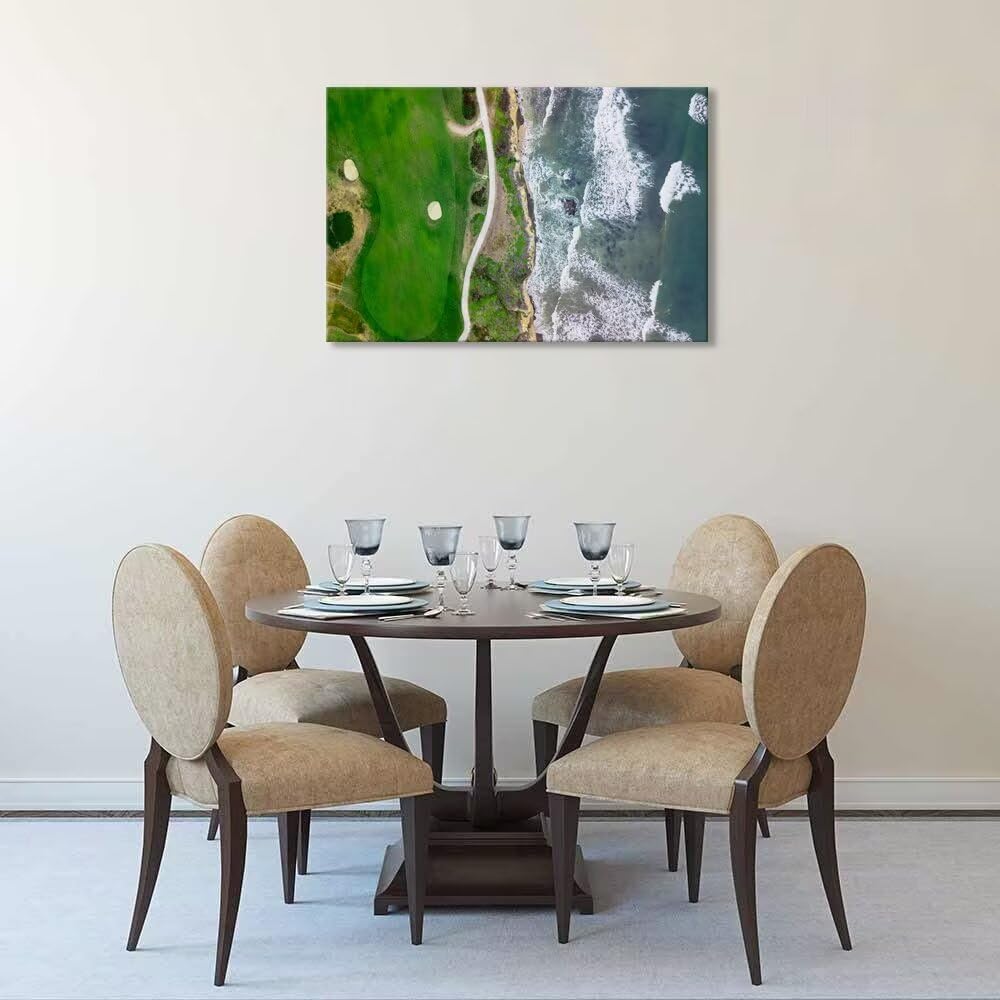 Half Moon Bay Golf Links in San Francisco California Wall Art for Office Living Room Bedroom Bathroom Wall Decor Golf Picture Poster Framed Artwork Canvas Prints Ready to Hang(12''H x 16''W)