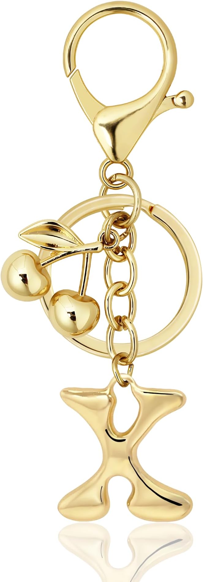 Gold Bubble Heart, Bow & More Designs Letter Initial Keychain Bag Charms – Cute by BydGxy