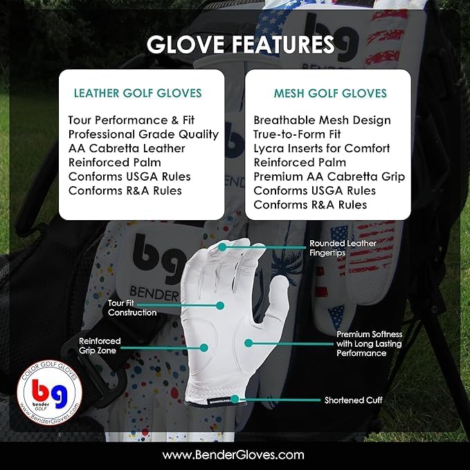 BG Bender - Mens Golf Glove, Durable Mesh Golf Gloves, Unique Golf Gloves - Image 6