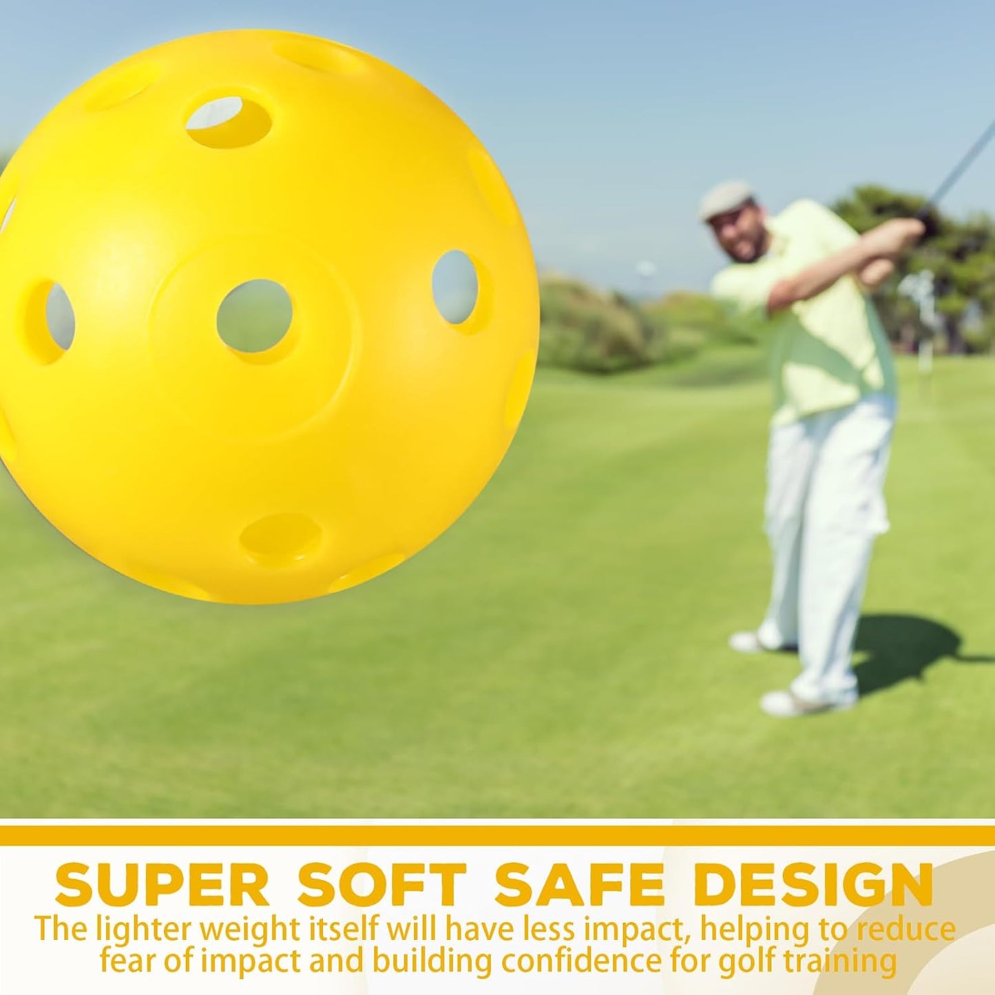 24 Pack Practice Golf Balls 42 mm Limited Flight Plastic Golf Training Airflow Hollow Ball for Driving Range Swing Practice Backyard Indoor Outdoor Home