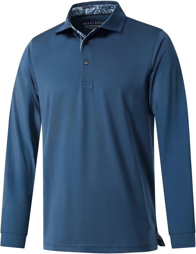 Mens Polo Shirts Short and Long Sleeve Casual Solid Stylish Dry Fit Performance by MAELREG