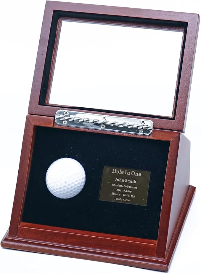 Show Box in One Golf Ball Beech Wood Display Case Box Shadow Box by Unknown