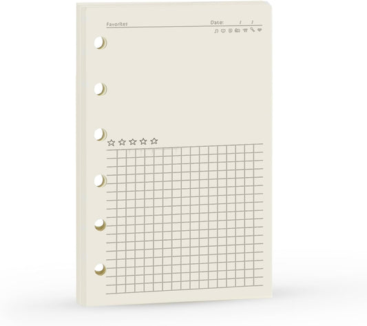 A7 Planner Refill, A7 Agenda Refill Diary Note Daily Plan Paper for Filofax,6 Hole/100gsm Paper Removable Planner Inserts 6 Rings, 4.84 x 3.23'', Harphia