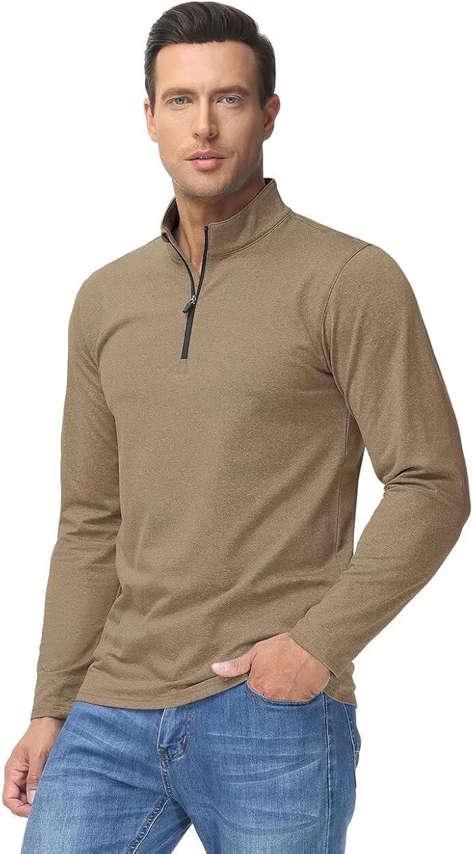 Boladeci Men's Quarter Zip Pullover Premium Fleece Lined Heather Long Sleeve - Image 2