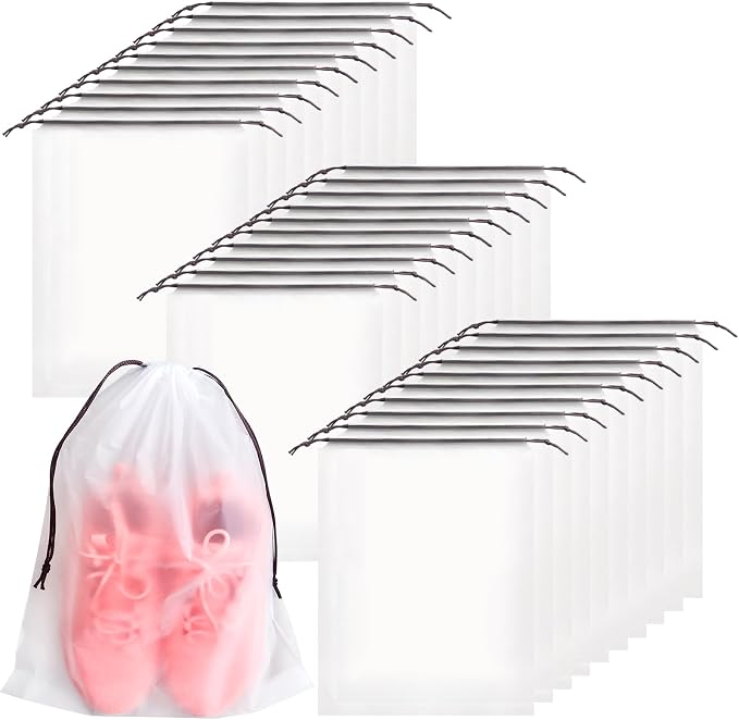 100 Pcs Translucent Shoes Bags for Travel, Large Clear Shoe Organizers by Irrmshr