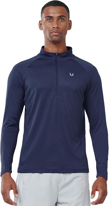 NORTHYARD Quarter Zip Pullover Men Running Shirt Long Sleeve Moisture Wicking - Image 2