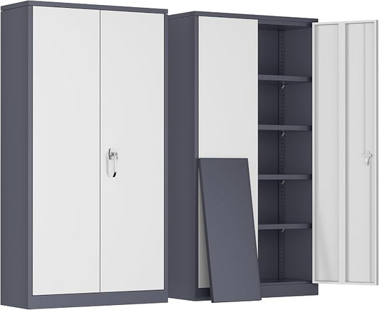 Greenvelly Metal Garage Storage Cabinet, Tall Steel Storage Cabinets by Greenvelly