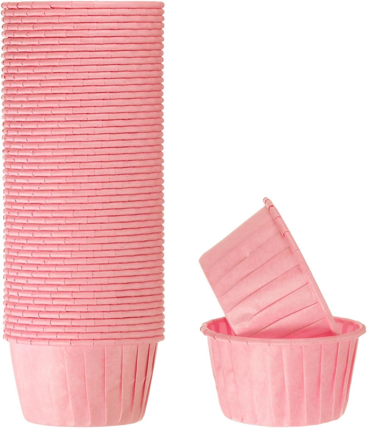 HARFINGTON 50Pcs Cupcake Baking Cups 3.5oz Standard Size Paper Cupcake Liners Greaseproof Wrappers Disposable for Wedding Birthdays Christmas Dessert, Pink