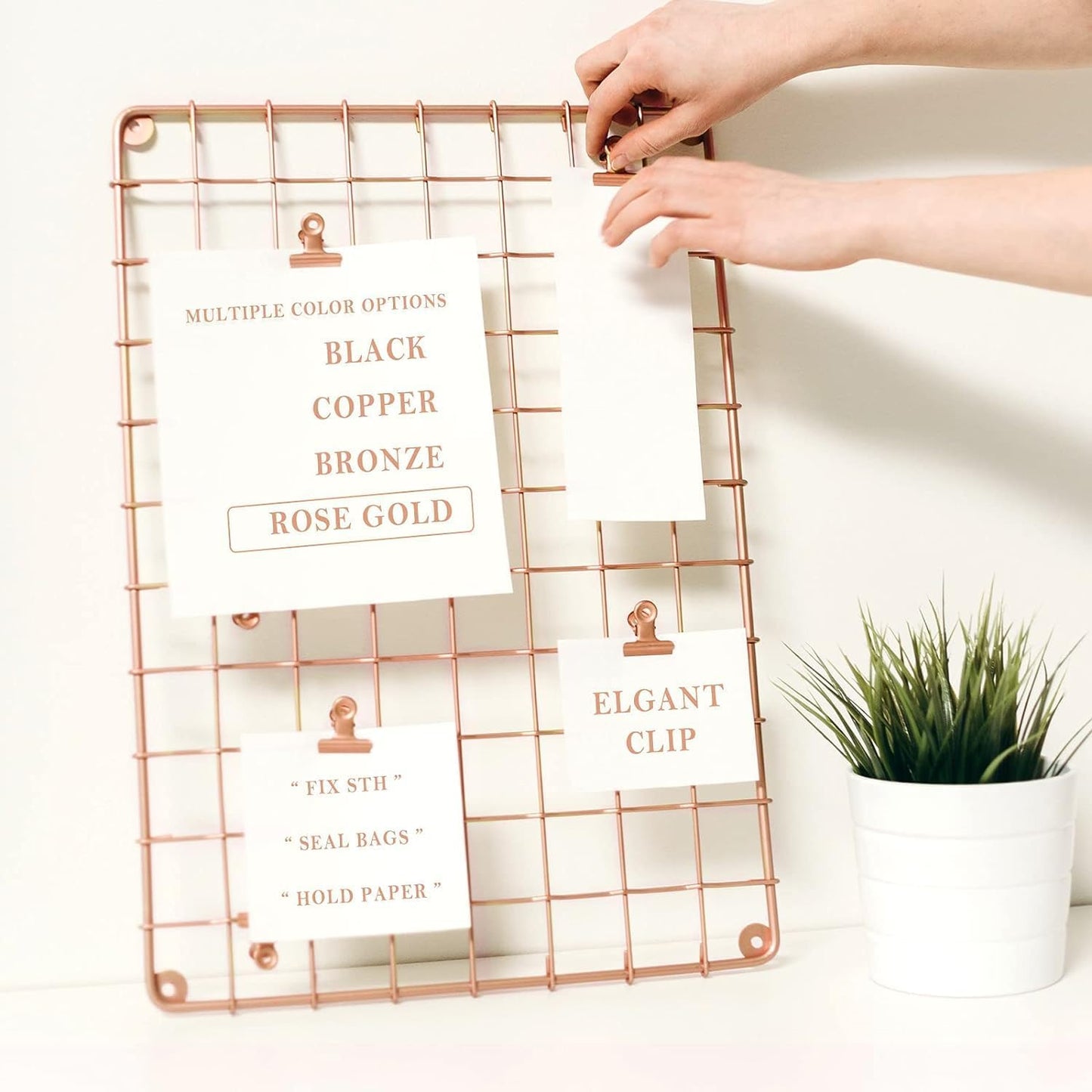 20 Pack Bulldog Clips with Push-pins for Corkboard,Metal Clips for Crafts, Metal Binder Clips for Pictures, Spring Paper Clamps for Office Documents (Rose Gold,1.2inch)