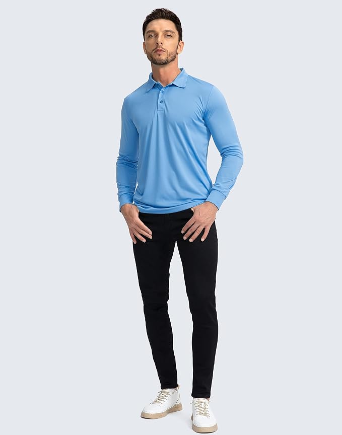Men's Polo Shirt Long Sleeve Golf Shirts Lightweight UPF 50+ Sun Protection - Image 6