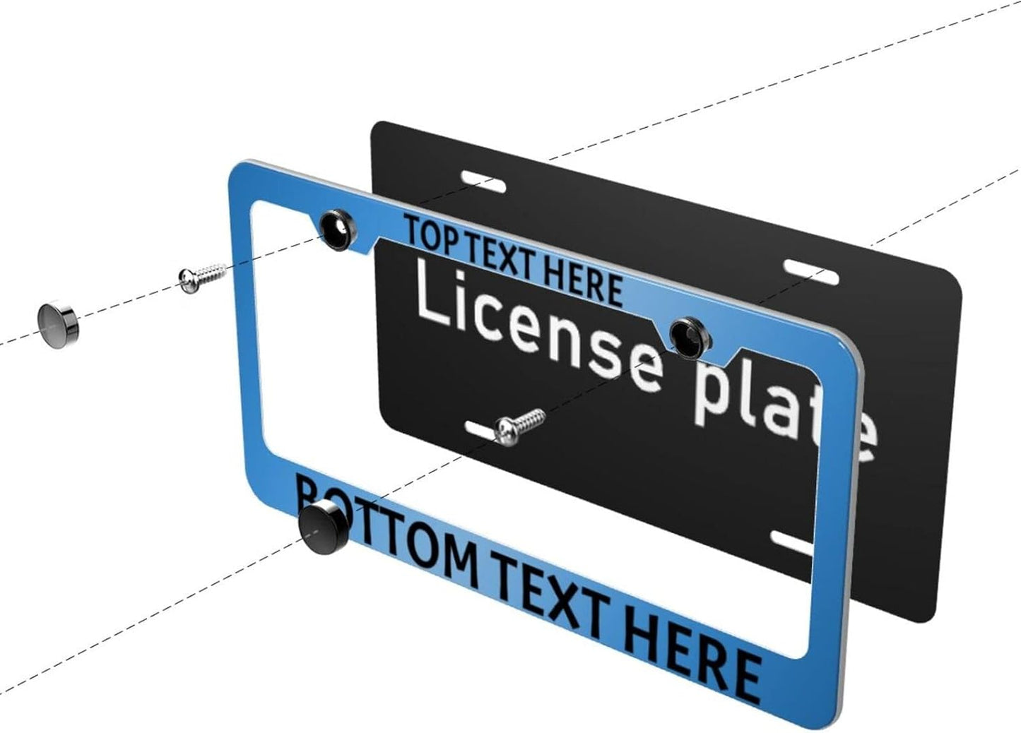 2 Pack Custom Personalized License Plate Frame Customized Car Tag Frames for Women Men with Screw Caps,12"x6",2 Holes