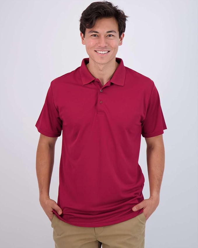 Real Essentials 3 Pack: Men's Quick-Dry Short Sleeve Athletic Performance Polo - Image 2