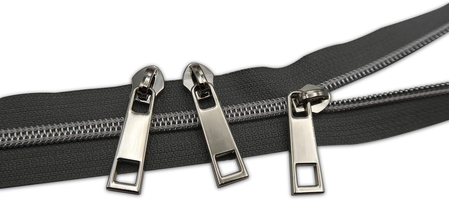 HOLSHUN #5 Zipper Sliders Zipper Pull 30pcs Bulk Heavy Duty Metal Silver Pulls for #5 Nylon Coil Zippers Replacement #5 Sliders for Luggage Luxury Bag Hardware Luggage & DIY Craft Supplies