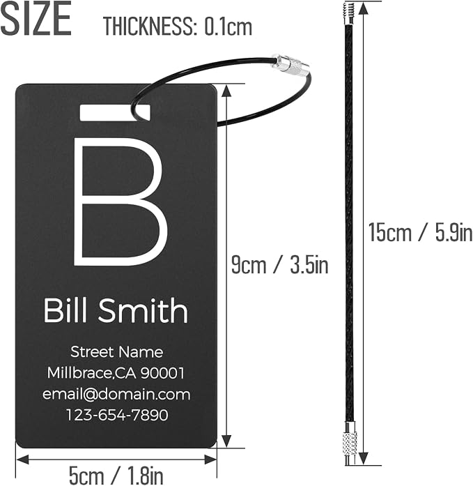 Personalized Metal Luggage Tags, Custom Suitcase Aluminum Name Tags - Image 2