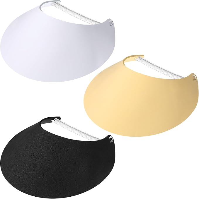 Vabean 3 Pcs Sun Visors for Women Solid String Sun Hat Fabric Foam Adjustable by Vabean