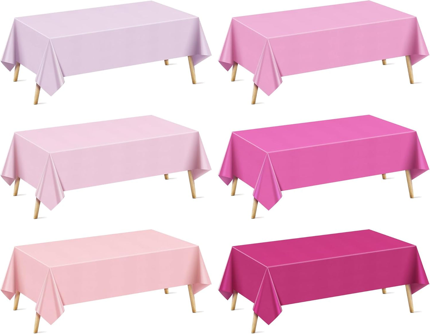 12 Pieces Pink Series Rectangle Tablecloth, 54x72 Solid Color Waterproof & Spillproof Disposable Plastic Table Cover, Durable Party Tablecloth for Dining, Buffet, Picnic, Outdoor Events