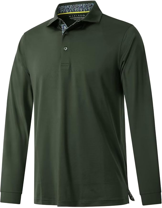 Mens Polo Shirts Short and Long Sleeve Casual Solid Stylish Dry Fit Performance by MAELREG