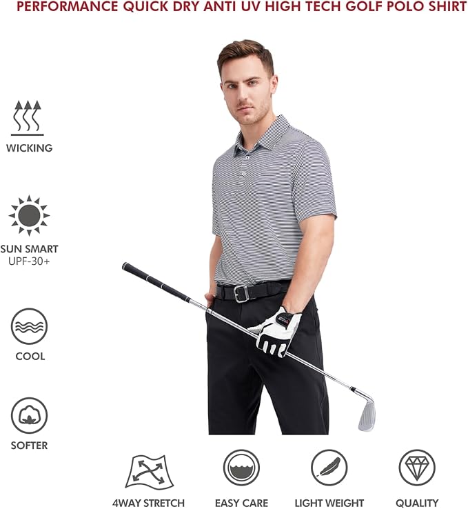 Golf Shirts for Men Dry Fit Short Sleeve Print Performance Moisture Wicking - Image 5